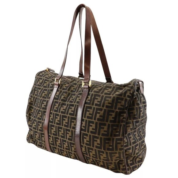 FENDI Zucca Boston bag Brown Nylon canvas unisex - Picture 4 of 12